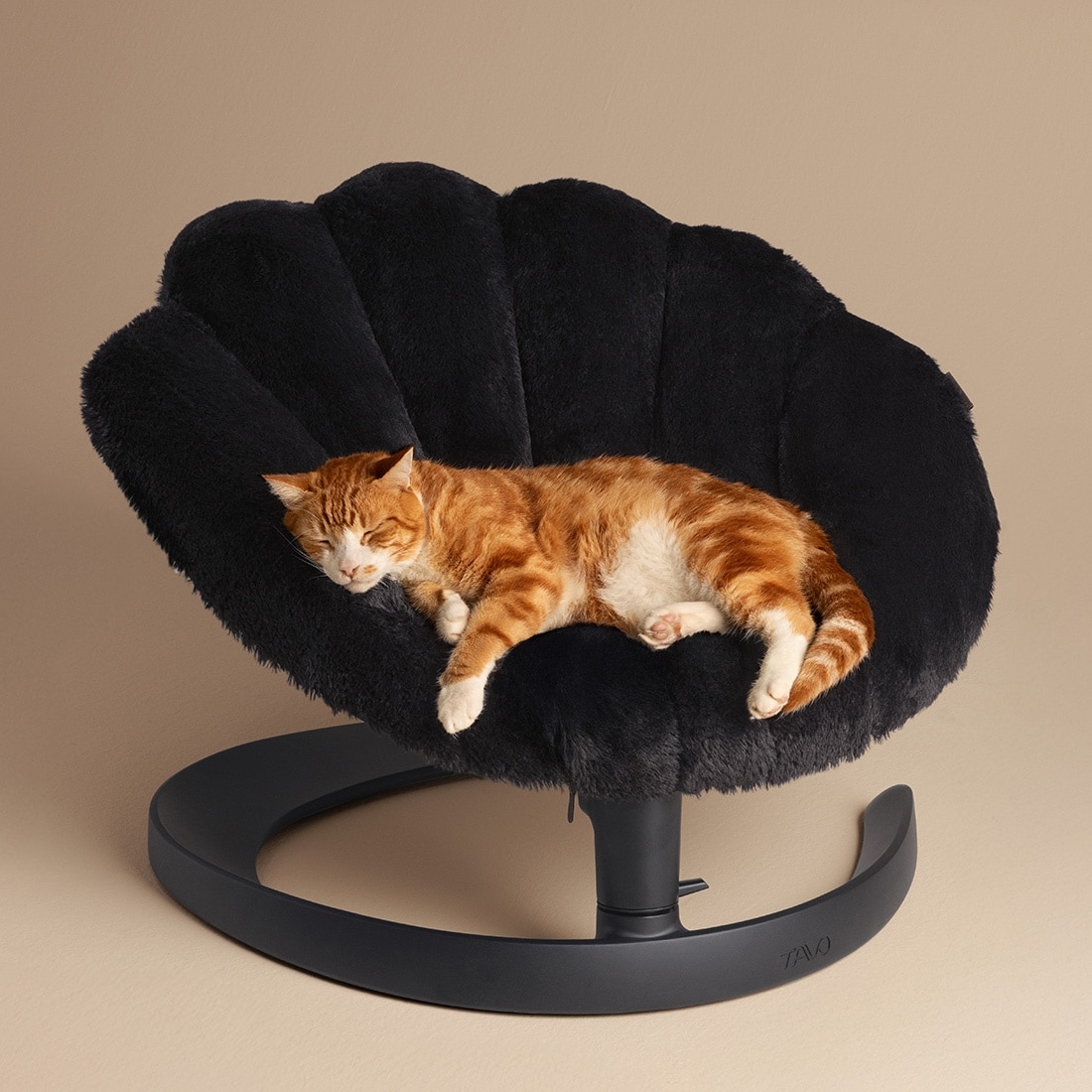 Shell-Shaped Rocking Pet Bed, Plush Elevated Cat Bed with Adjustable Metal Base