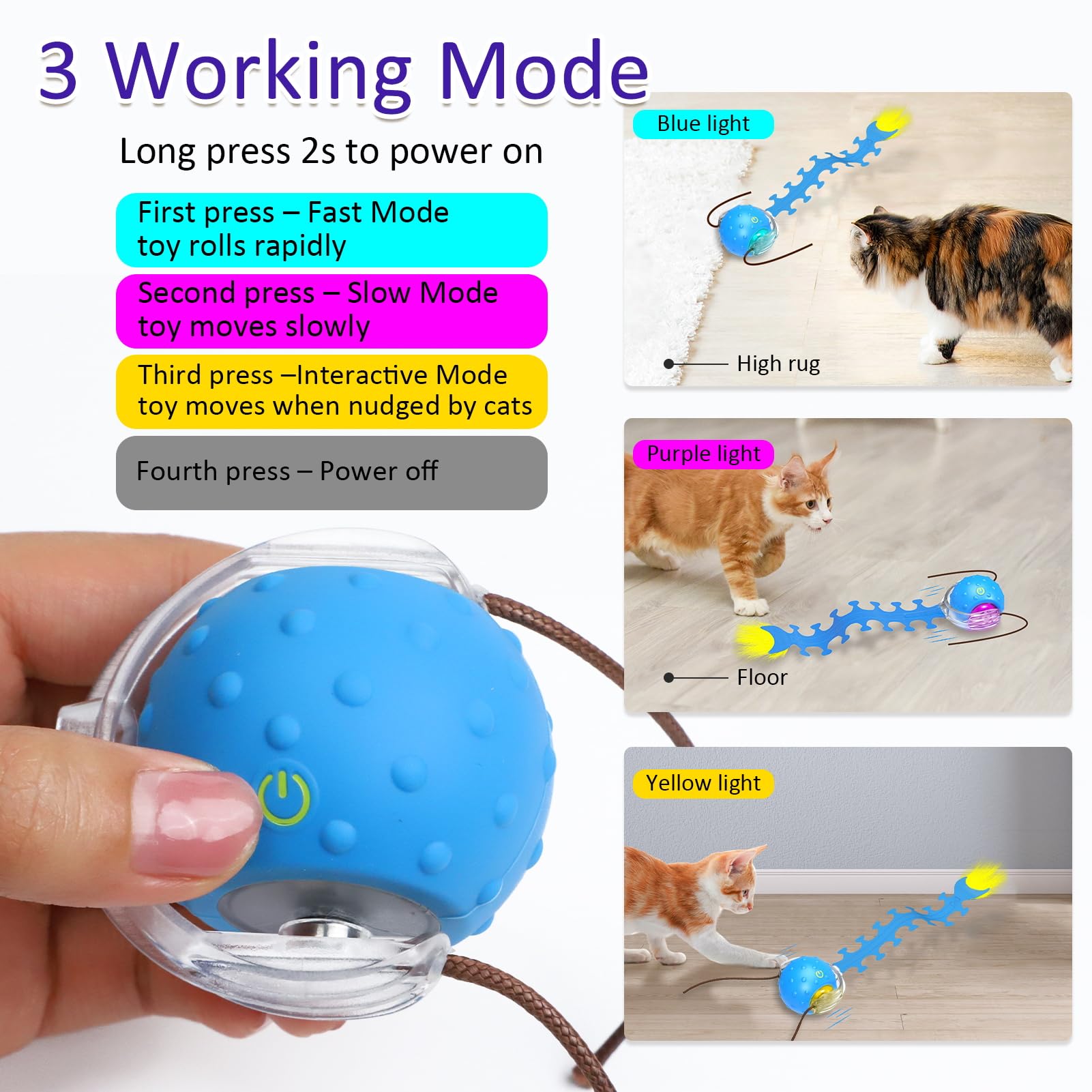 Chirping Cat Toy Ball, Interactive Automatic Rolling Cat Toy 