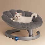 Shell-Shaped Rocking Pet Bed, Plush Elevated Cat Bed with Adjustable Metal Base