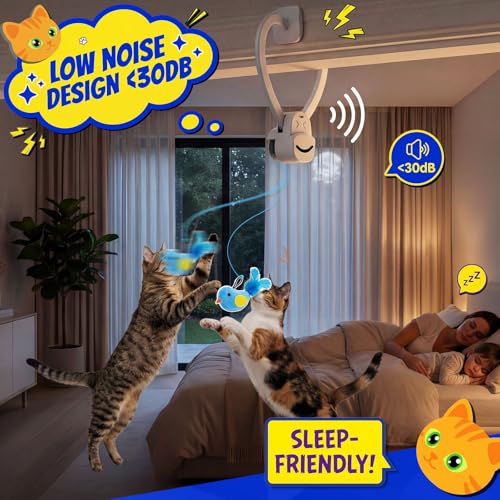 Interactive Hanging Cat Toy, Automatic Moving Door Hanger with Bird & Mouse Refills