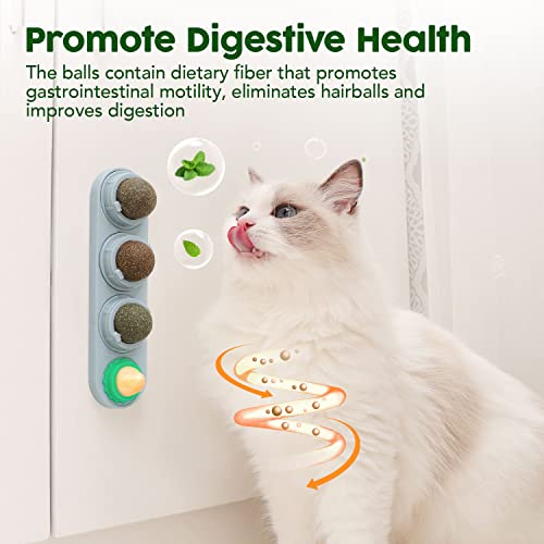 4-in-1 Catnip Wall Balls, Rotatable Cat Treat Lick Balls for Cats