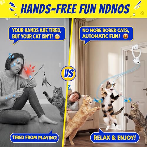 Interactive Hanging Cat Toy, Automatic Moving Door Hanger with Bird & Mouse Refills