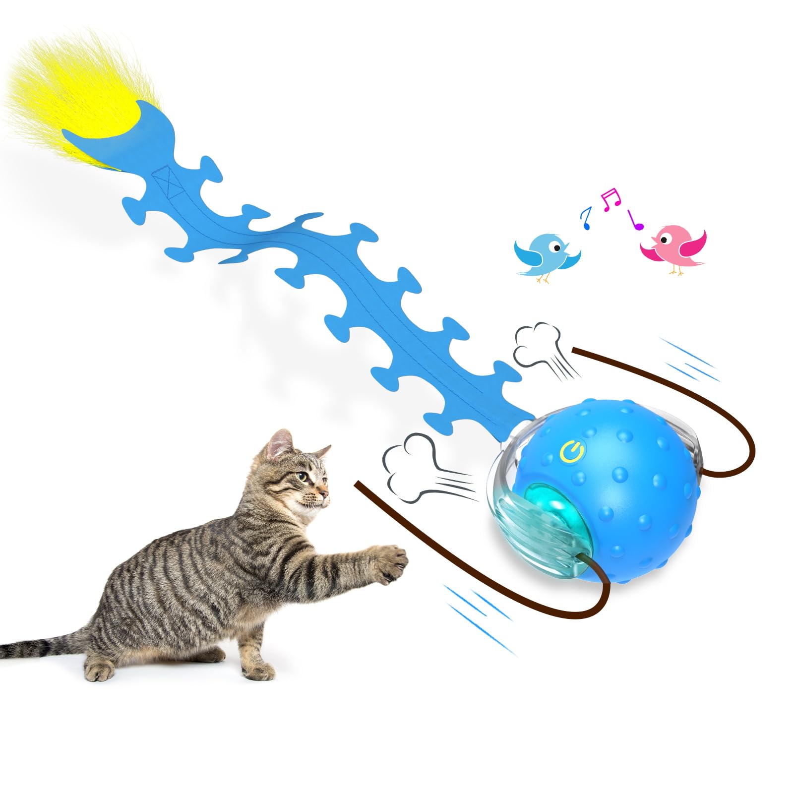 Chirping Cat Toy Ball, Interactive Automatic Rolling Cat Toy 