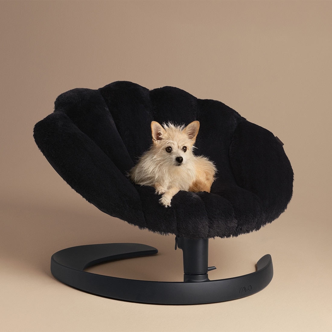 Shell-Shaped Rocking Pet Bed, Plush Elevated Cat Bed with Adjustable Metal Base
