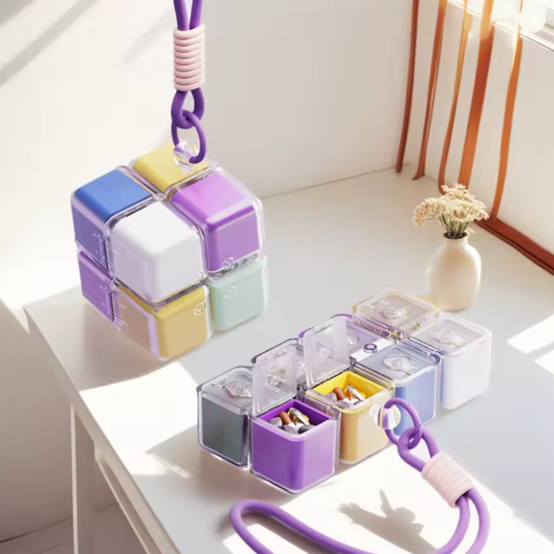 Foldable Cube Portable Pill Box