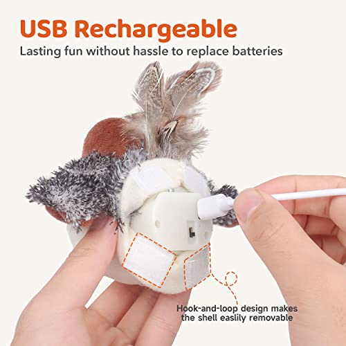 Interactive Cat Toy Bird with Hanging Wand, Squeaky Plush Teaser for Indoor Cats
