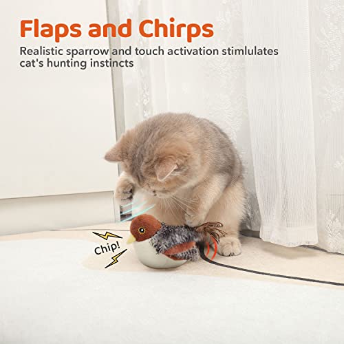 Interactive Cat Toy Bird with Hanging Wand, Squeaky Plush Teaser for Indoor Cats
