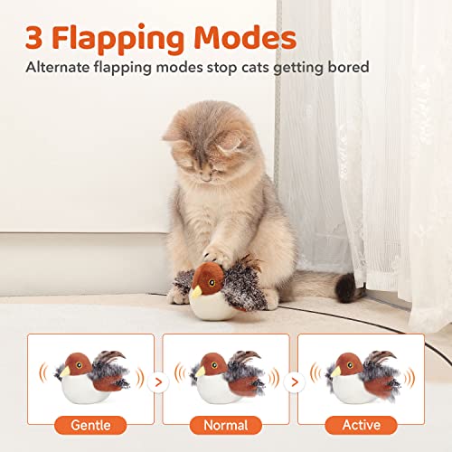 Interactive Cat Toy Bird with Hanging Wand, Squeaky Plush Teaser for Indoor Cats