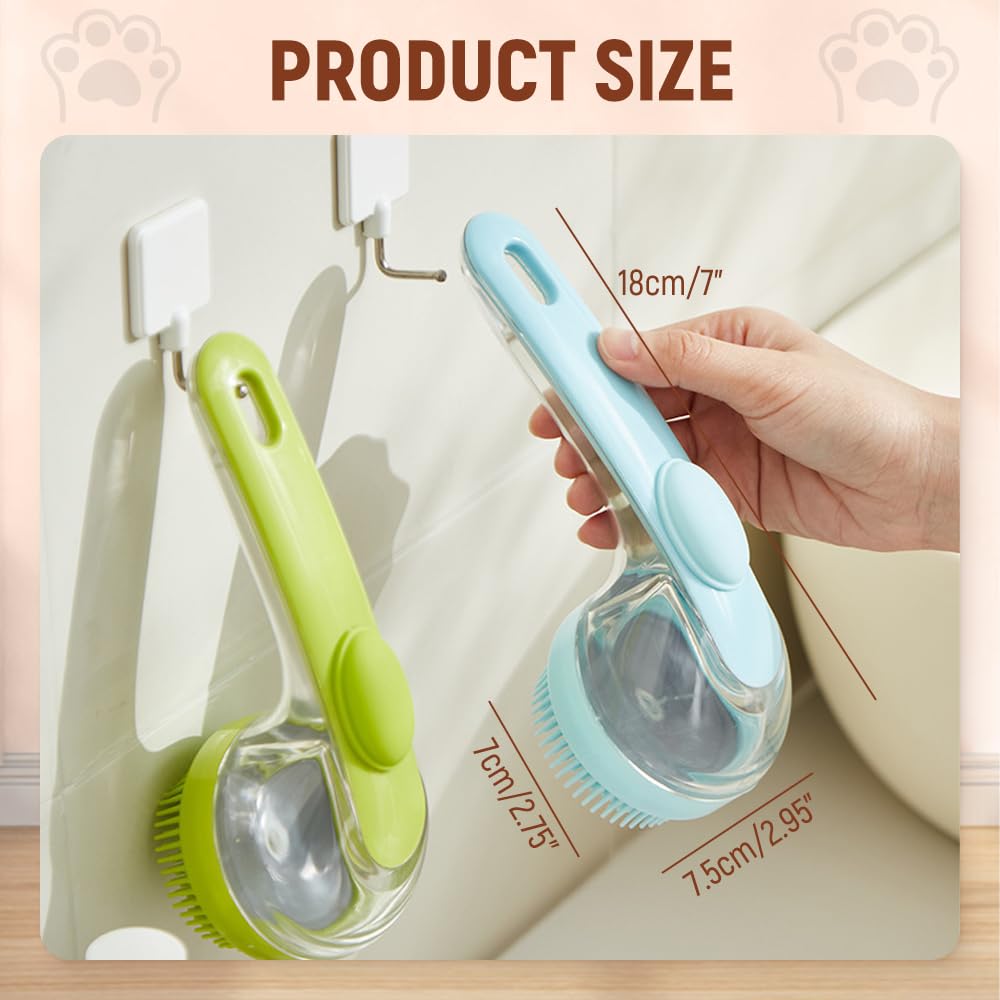 2 in 1 Dog Bathing Grooming Massage Brush with Shampoo Dispenser