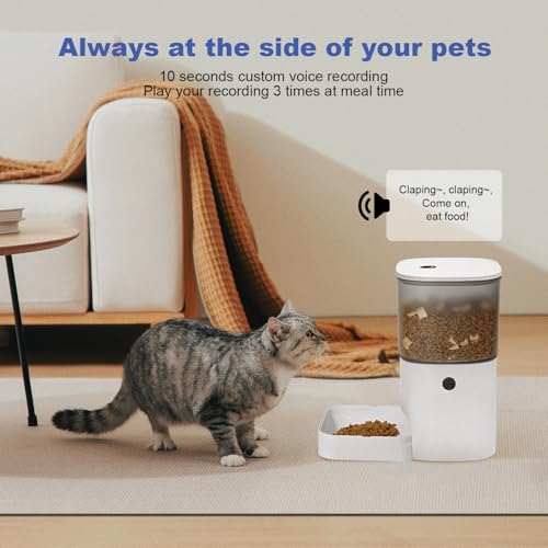 4L Automatic Cat Feeder, Timed Pet Food Dispenser with Voice Recorder, Portion Control for Cats & Dogs 