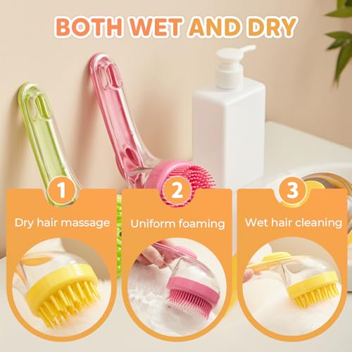 Pet Bath Brush with Shampoo Dispenser, Soft Silicone Grooming Brush for Dogs & Cats