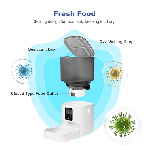 4L Automatic Cat Feeder, Timed Pet Food Dispenser with Voice Recorder, Portion Control for Cats & Dogs 