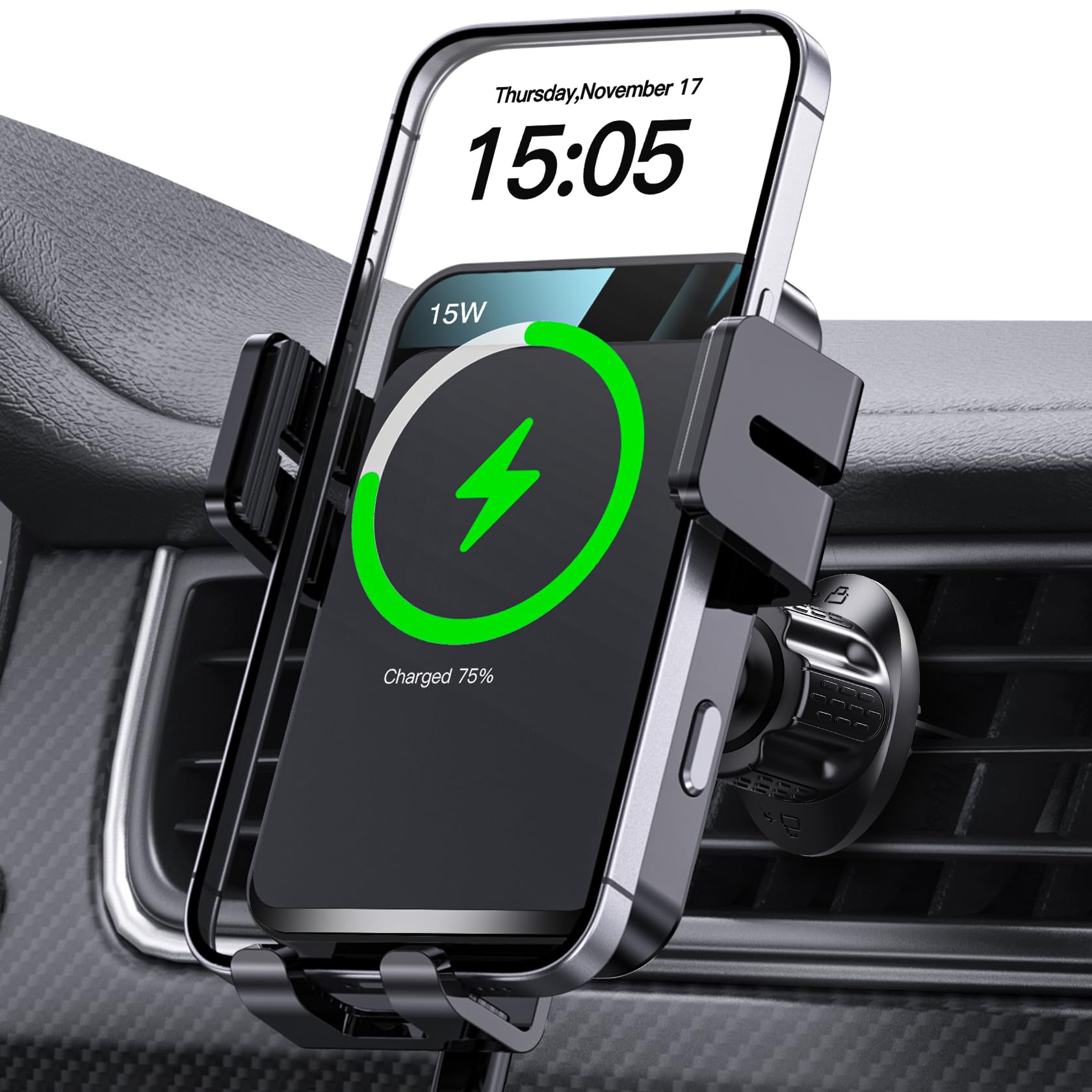 Wireless Car Charger,  Auto-Clamping Car Mount