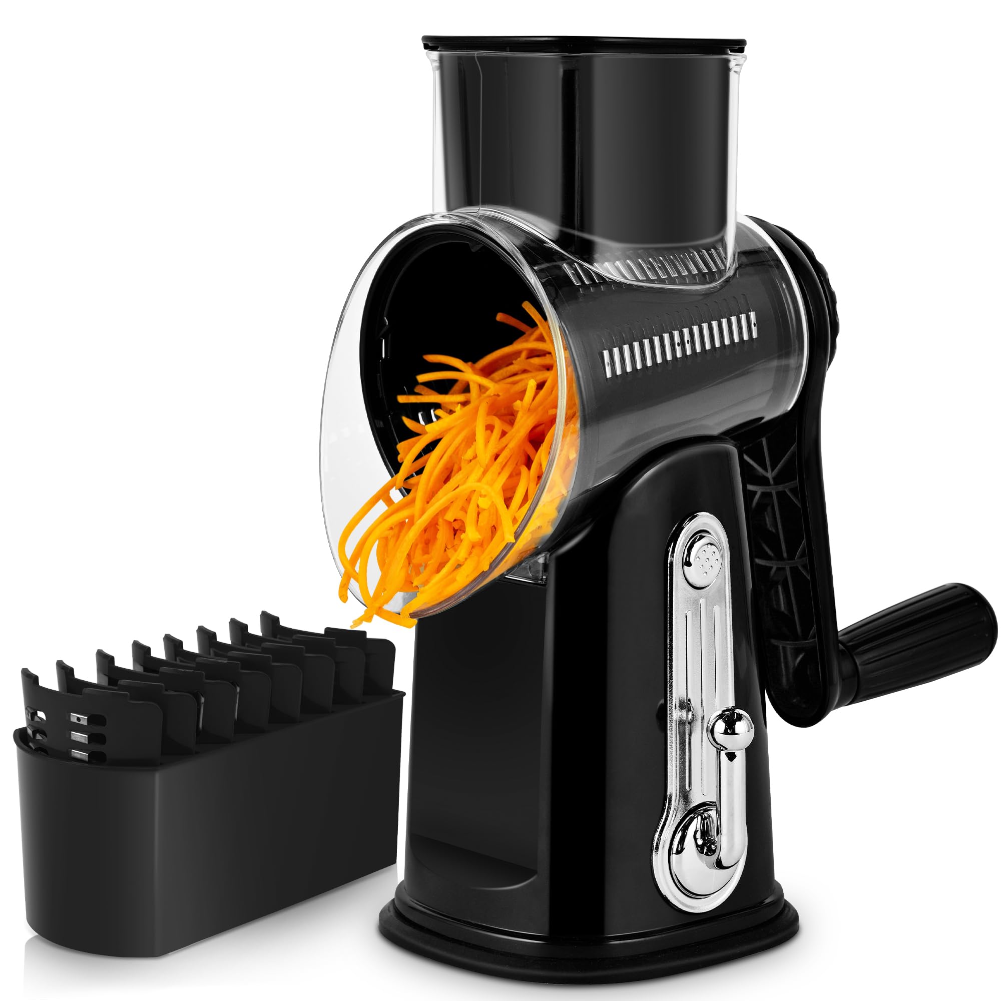 Rotary Cheese Grater with Handle - Vegetable Shredder