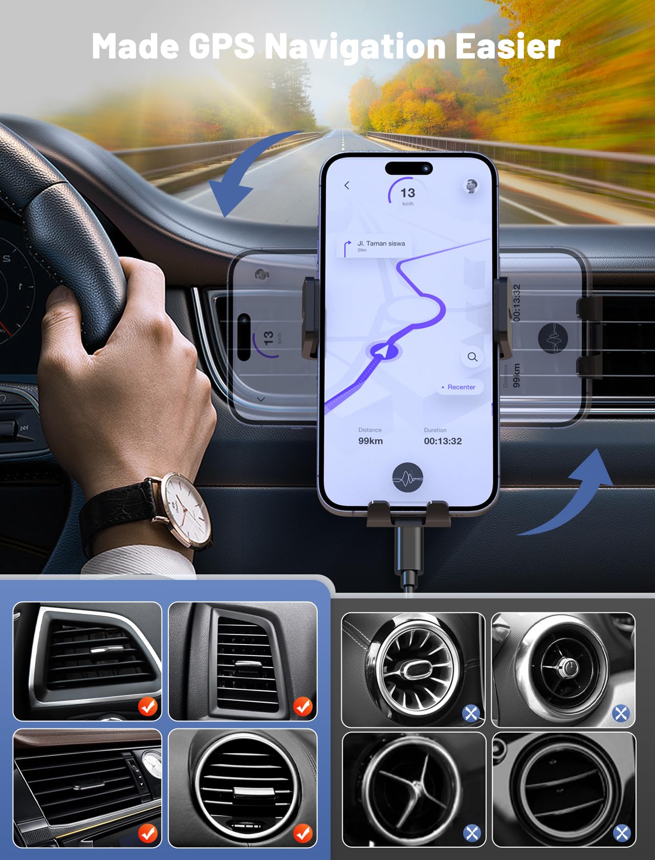 Wireless Car Charger,  Auto-Clamping Car Mount
