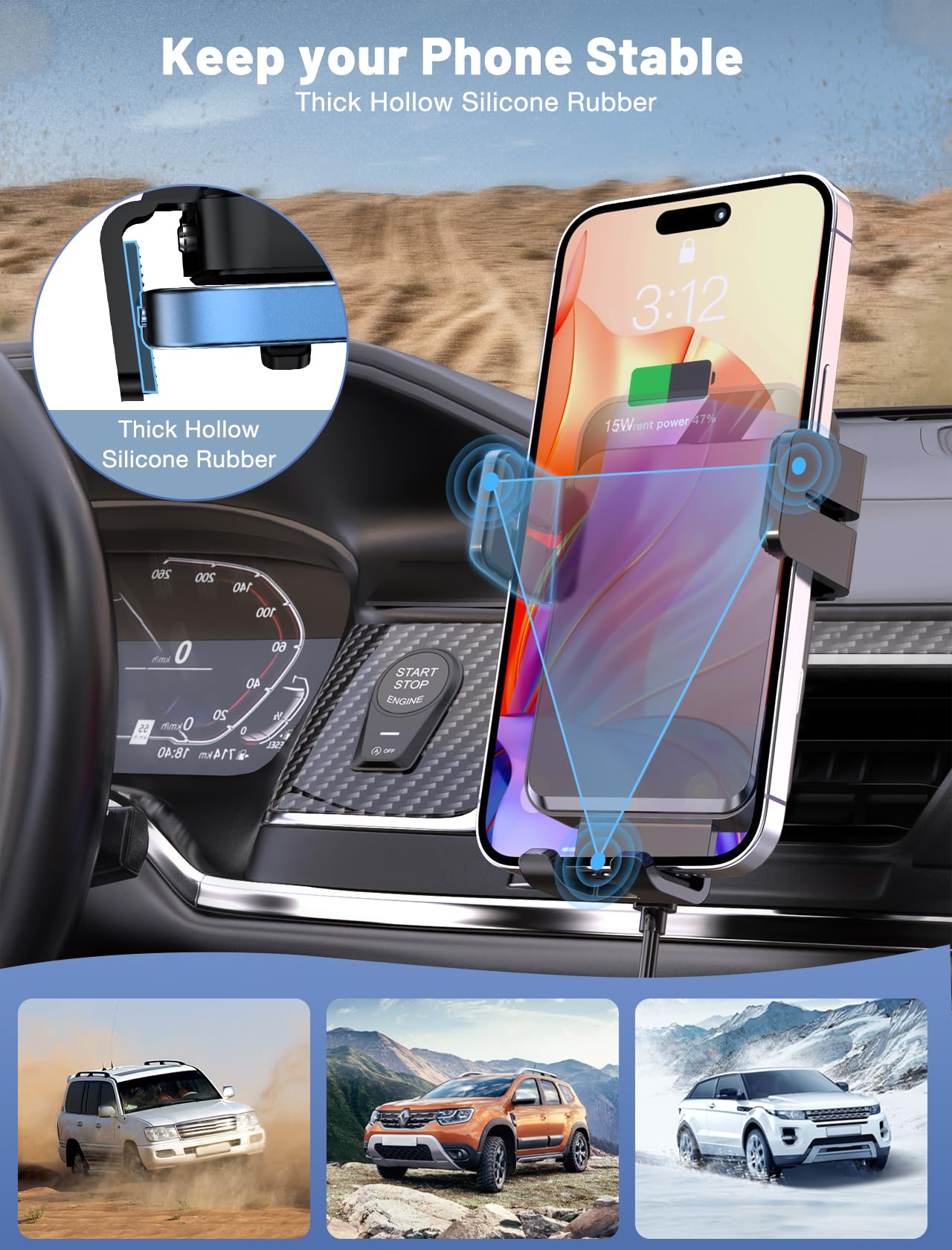 Wireless Car Charger,  Auto-Clamping Car Mount