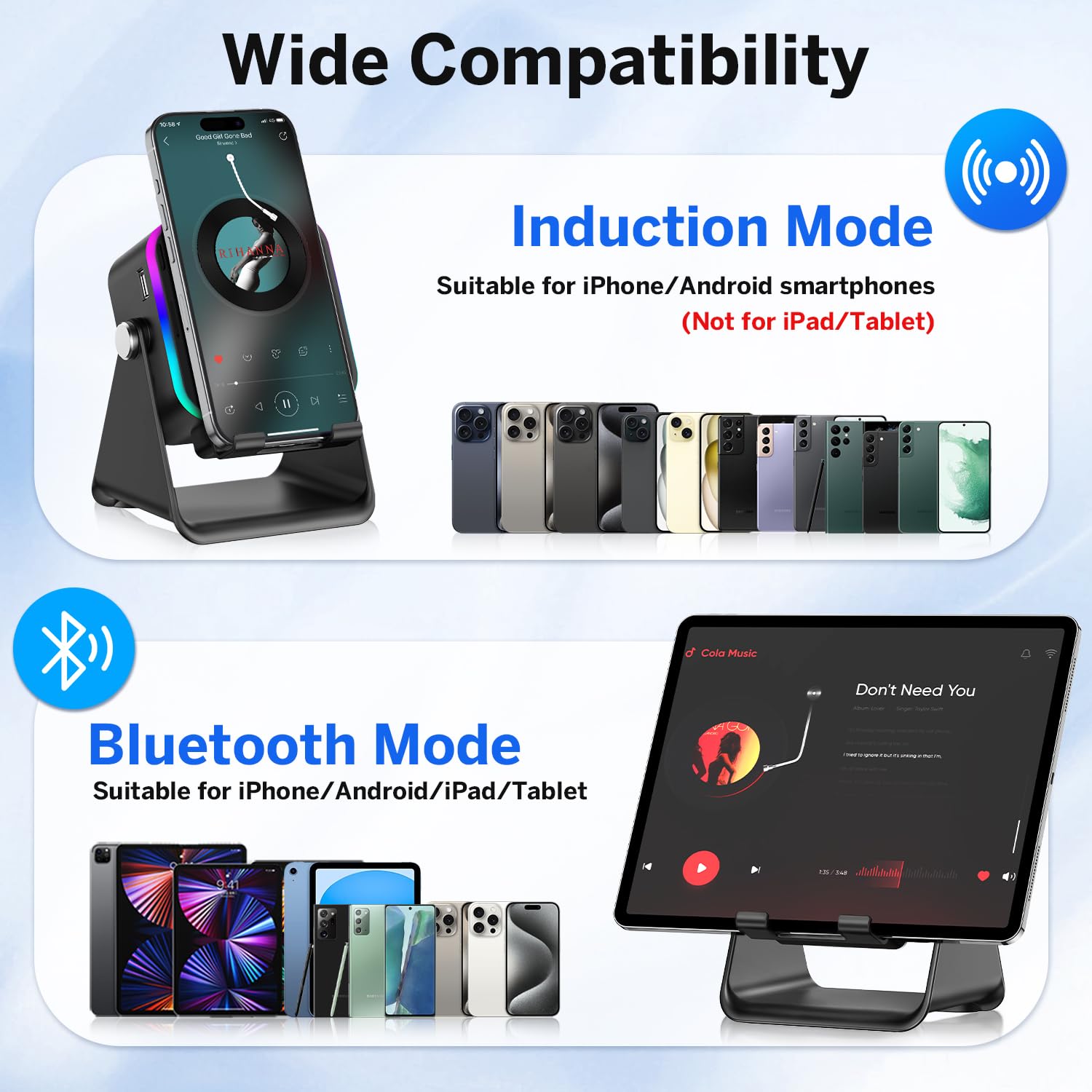 Wireless Induction Speaker 5-in-1 Bluetooth Speaker with Phone Stand