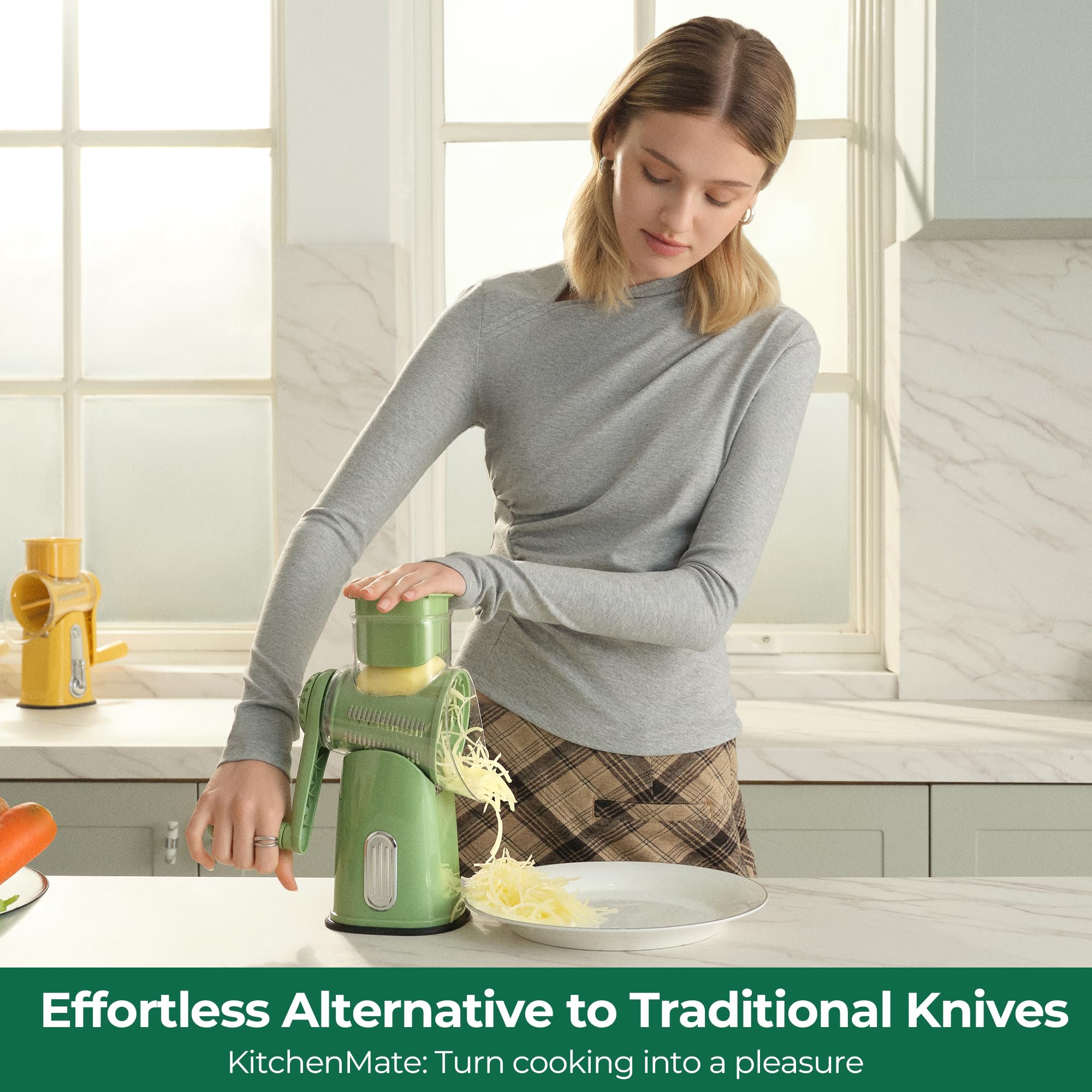 Rotary Cheese Grater with Handle - Vegetable Shredder