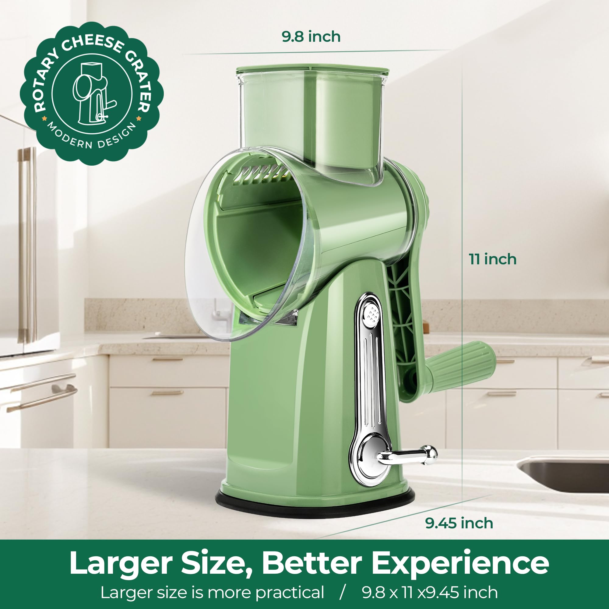 Rotary Cheese Grater with Handle - Vegetable Shredder