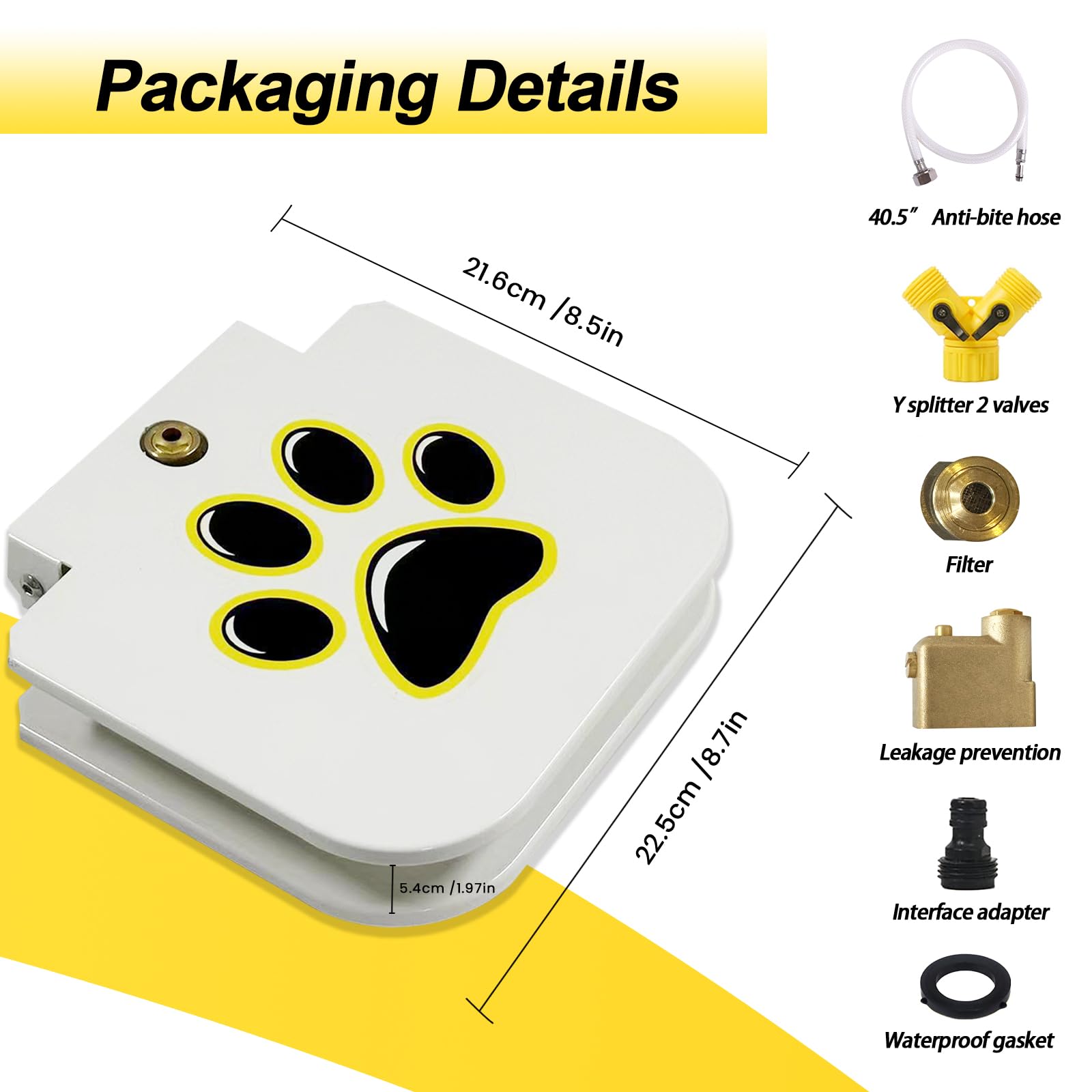 Outdoor Dog Water Fountain Step On - Upgrade Large Dog Sprinkler Drinking Water Dispenser Dog Paw Waterer Activated with Stainless Steel Braided Hose