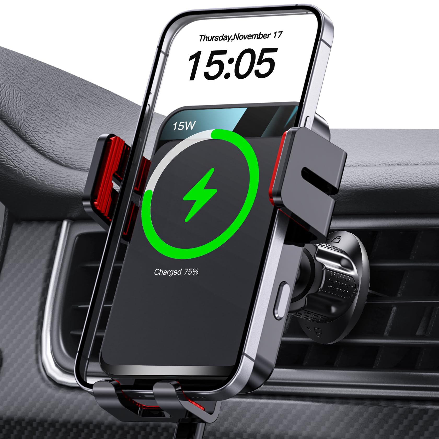 Wireless Car Charger,  Auto-Clamping Car Mount