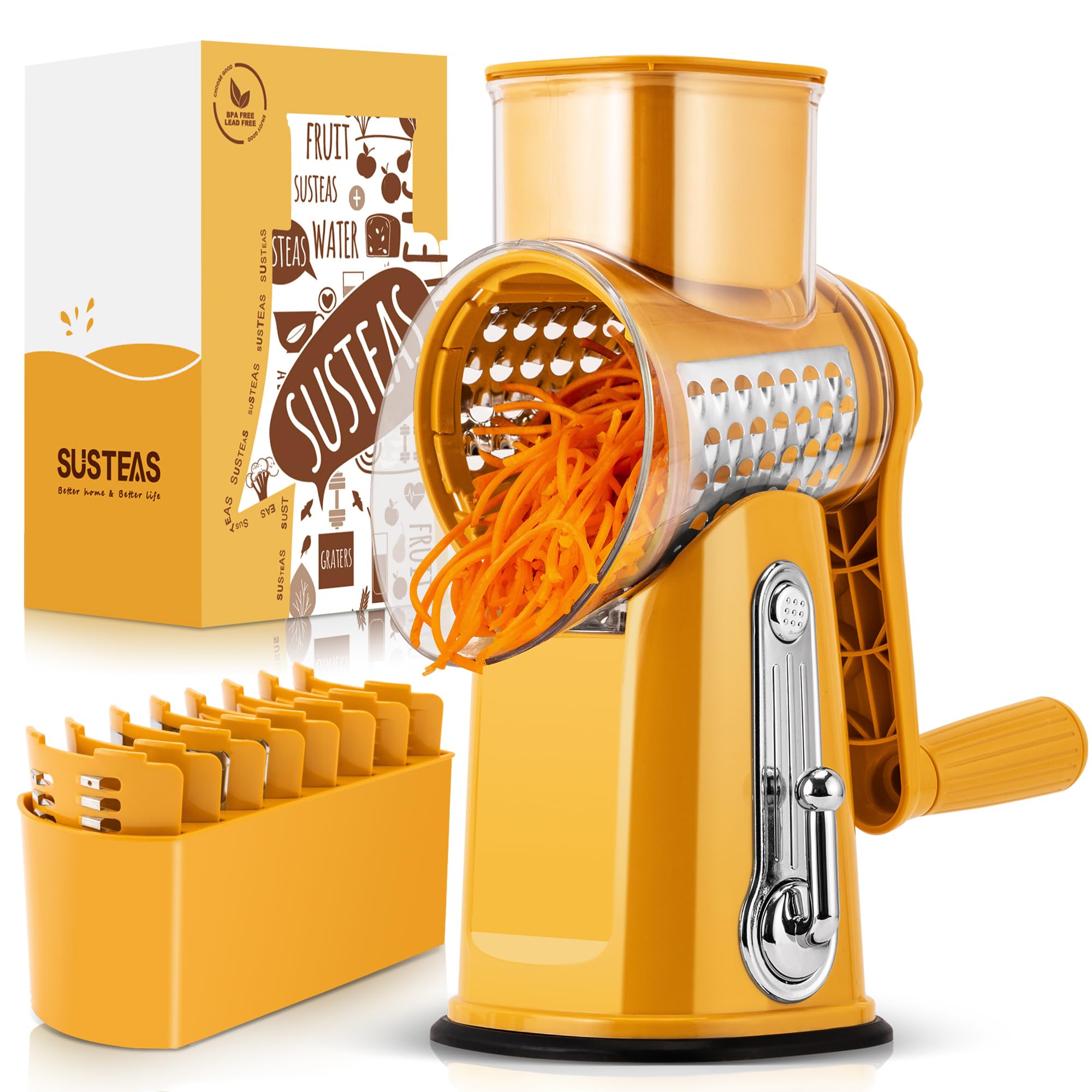 Rotary Cheese Grater with Handle - Vegetable Shredder