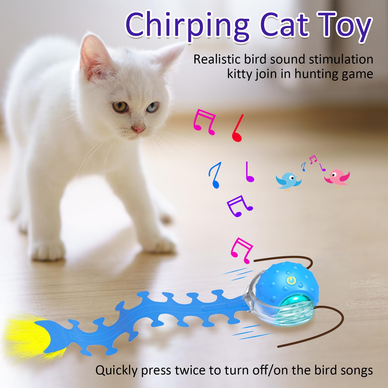 Chirping Cat Toy Ball, Interactive Automatic Rolling Cat Toy 
