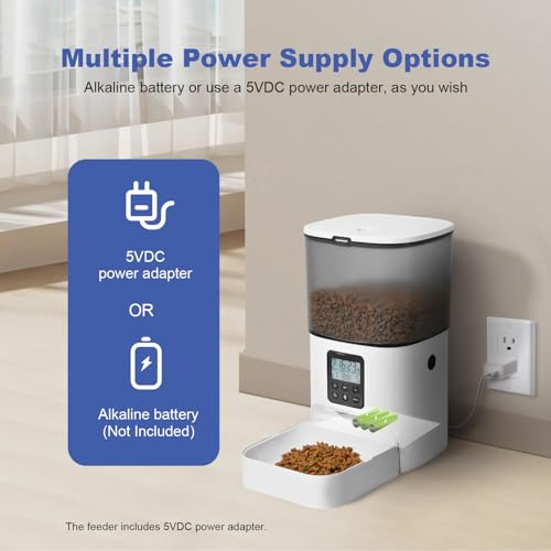 4L Automatic Cat Feeder, Timed Pet Food Dispenser with Voice Recorder, Portion Control for Cats & Dogs 