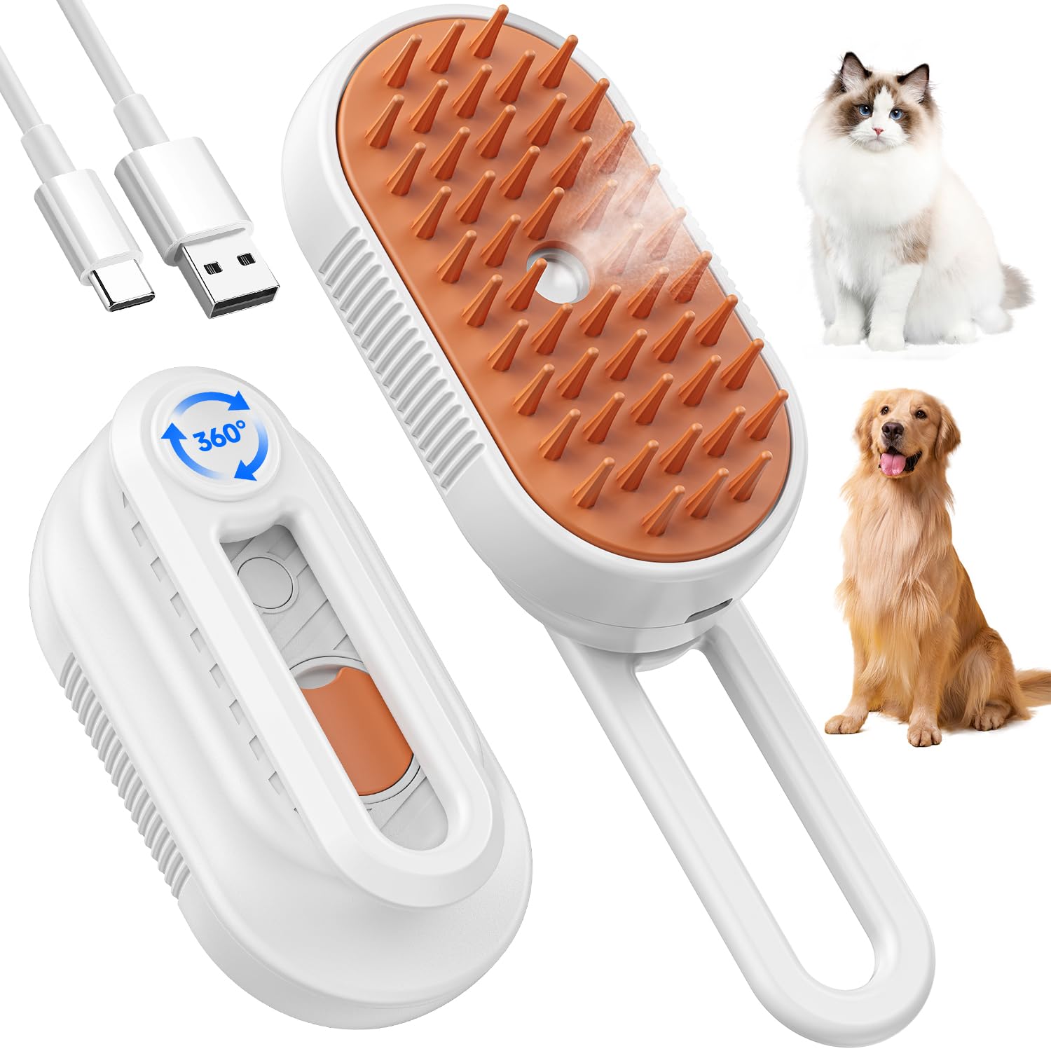 4 in 1 Pet Steamy Brushs Cleanser with Foldable Handle