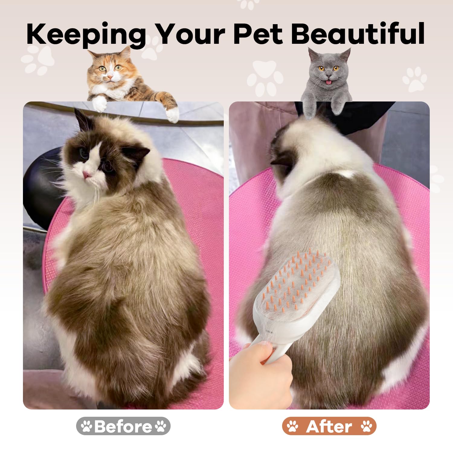 4 in 1 Pet Steamy Brushs Cleanser with Foldable Handle