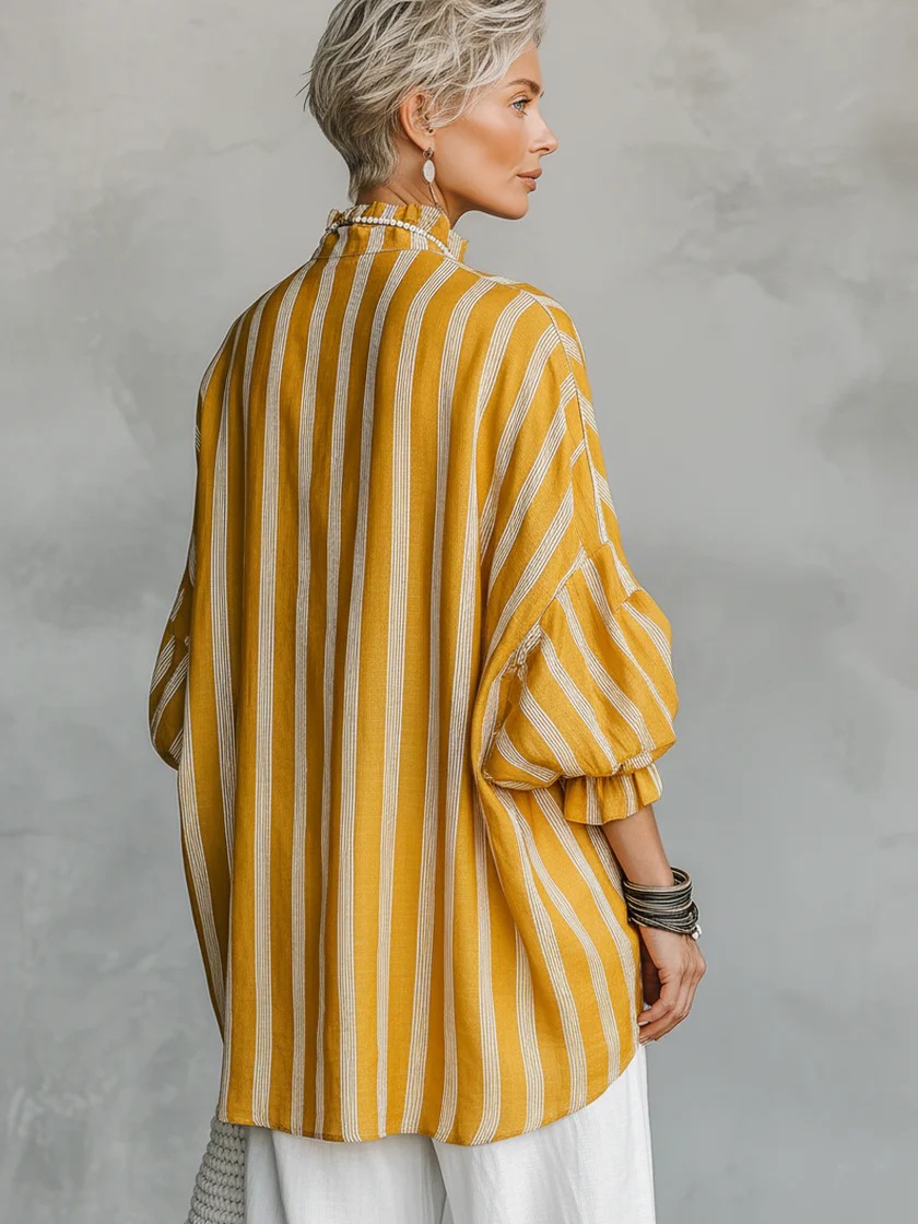 Casual Striped Linen-cotton Shirt