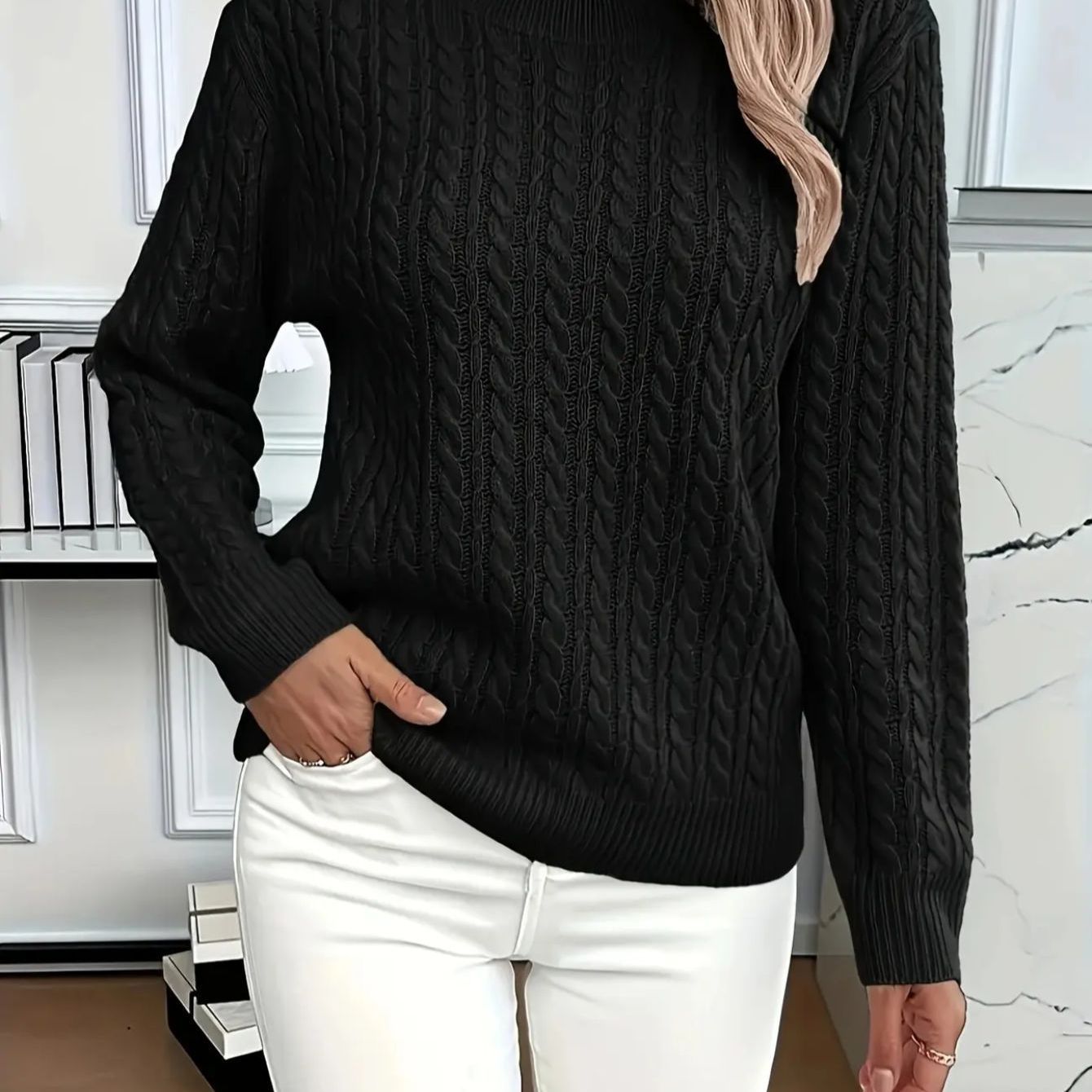 50% OFF Today | Classic Cable Knit Sweater – Loose Fit