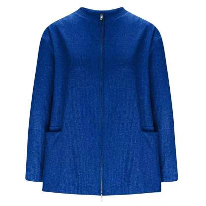CLEARANCE SALE🔥 Round Neck Zipper Knitted Jacket