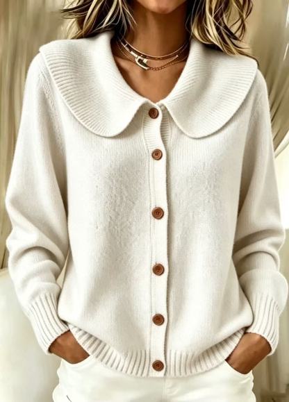 Women's Lapel Collar Button Front Knit Cardigan Sweater Cozy Fall Winter Long Sleeve Top