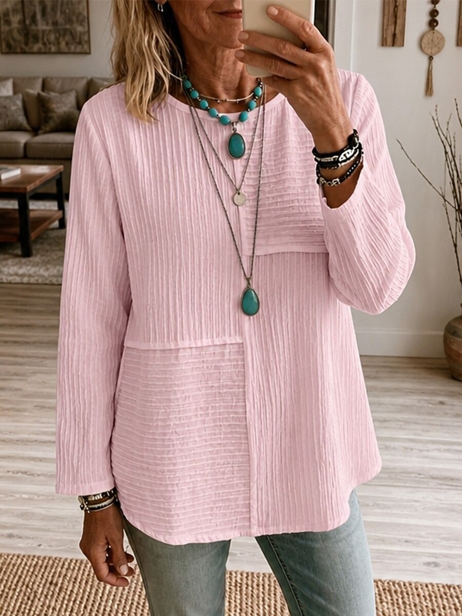 🔥CLEARANCE SALE🔥Women's Textured Patchwork Tunic Top