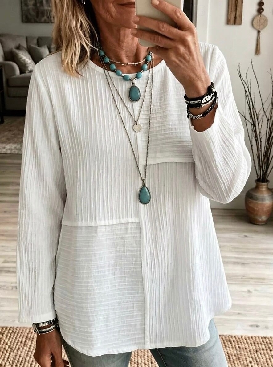 🔥CLEARANCE SALE🔥Women's Textured Patchwork Tunic Top
