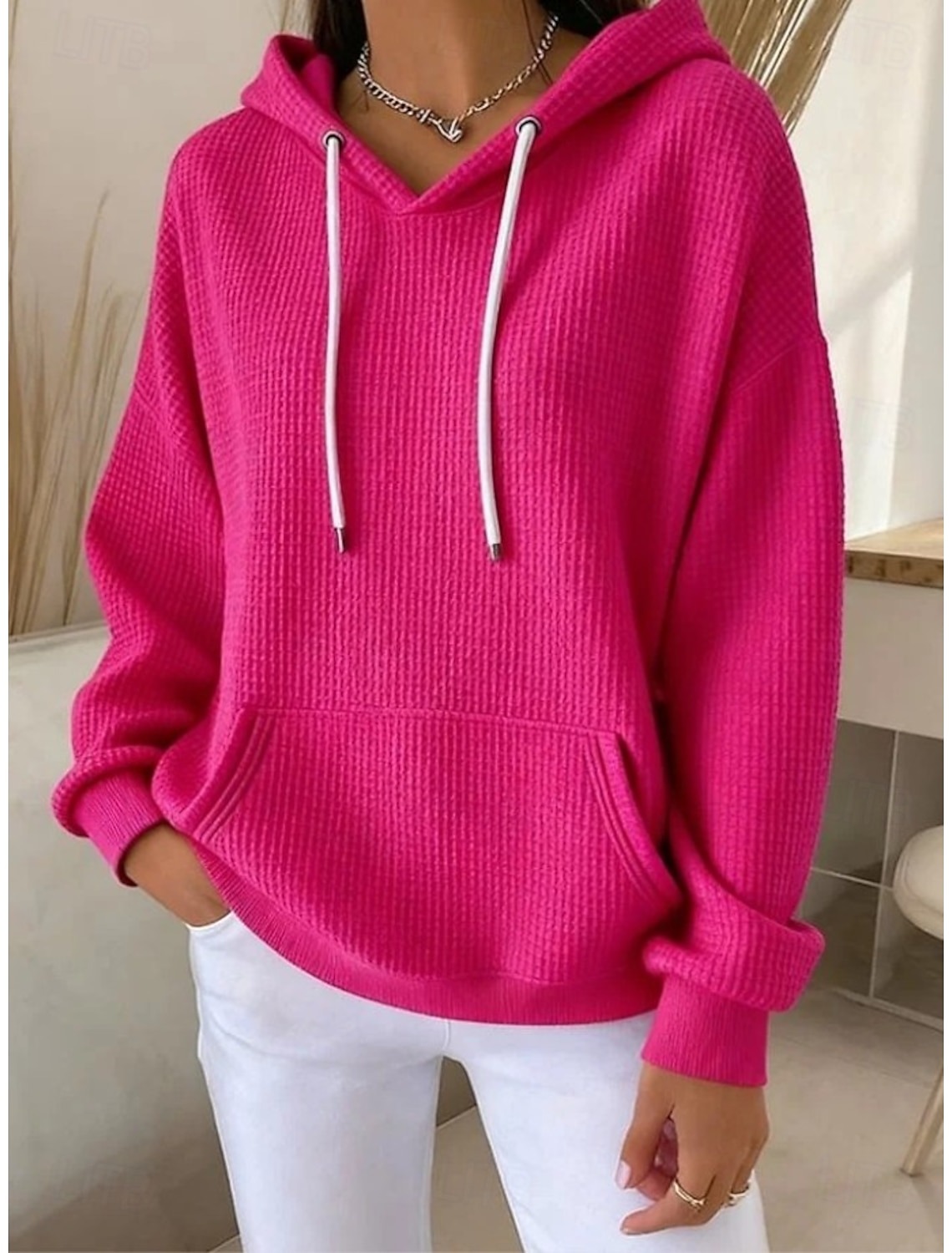 Women's Pullover Hoodie Sweatshirt Pocket Plain Casual Long Sleeve