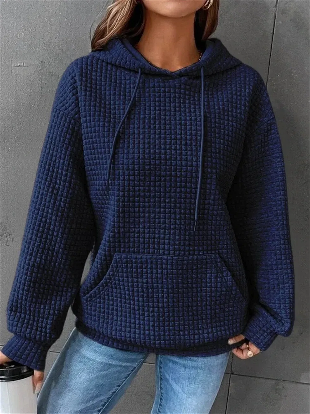 Womens Casual Pocket Hoodie Long Sleeve Fashion Pullover Hooded Top Sweatshirt