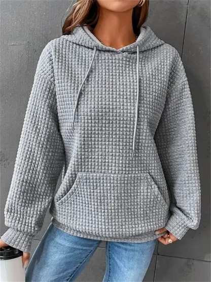 Womens Casual Pocket Hoodie Long Sleeve Fashion Pullover Hooded Top Sweatshirt