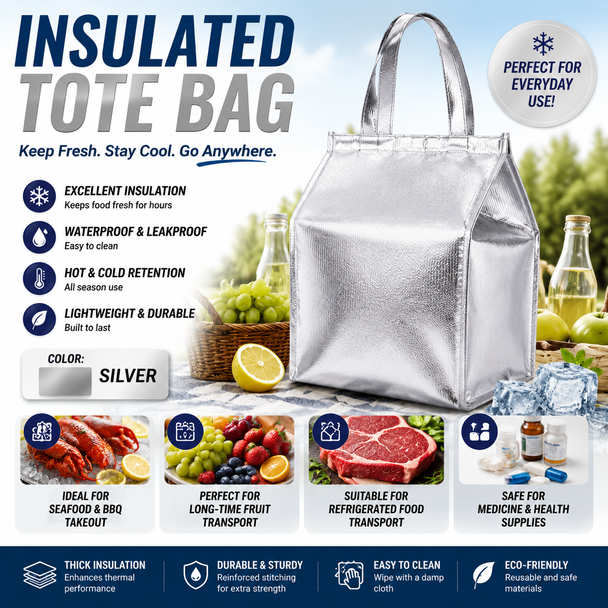 ArcticShield Insulated Tote Bag – Premium Leakproof Cooler Lunch Bag