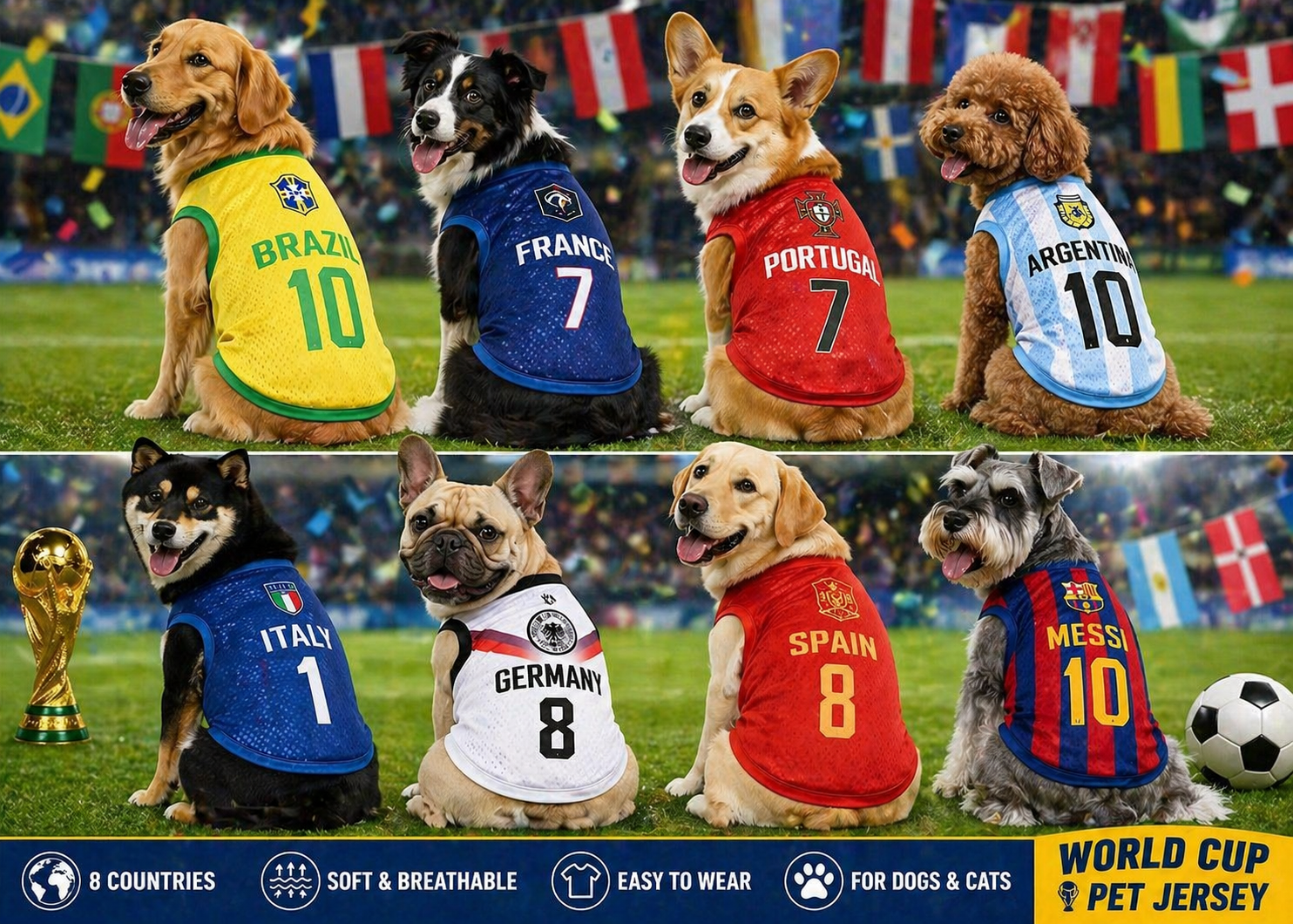 World Cup Style Pet Jersey 