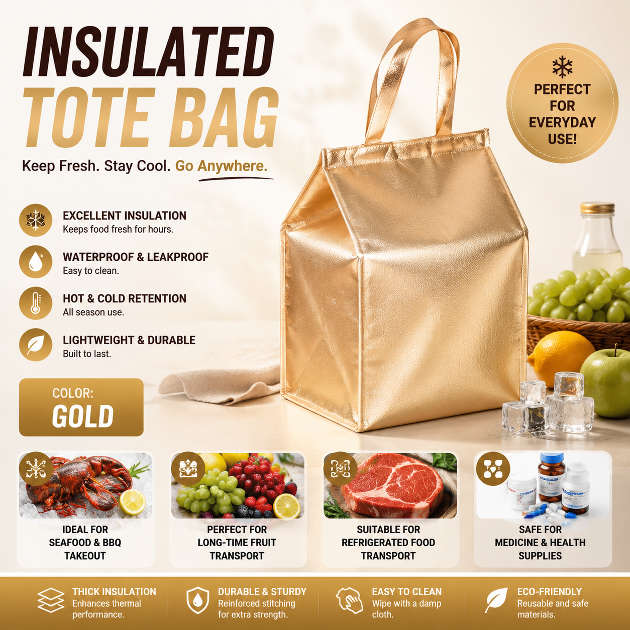 ArcticShield Insulated Tote Bag – Premium Leakproof Cooler Lunch Bag