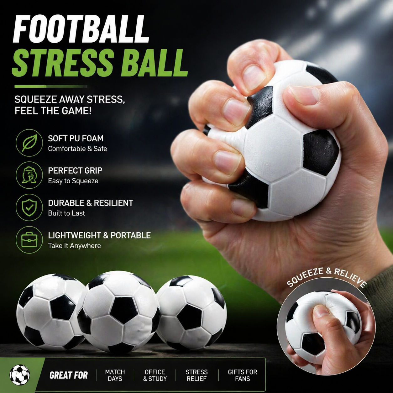 ⚽ Squeeze Soccer PU Stress Balls