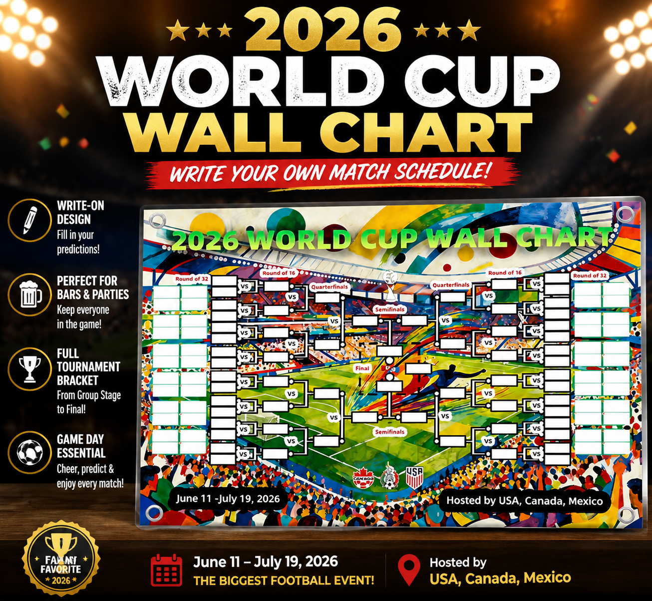 🏆 2026 World Cup Wall Chart – Interactive Match Tracker
