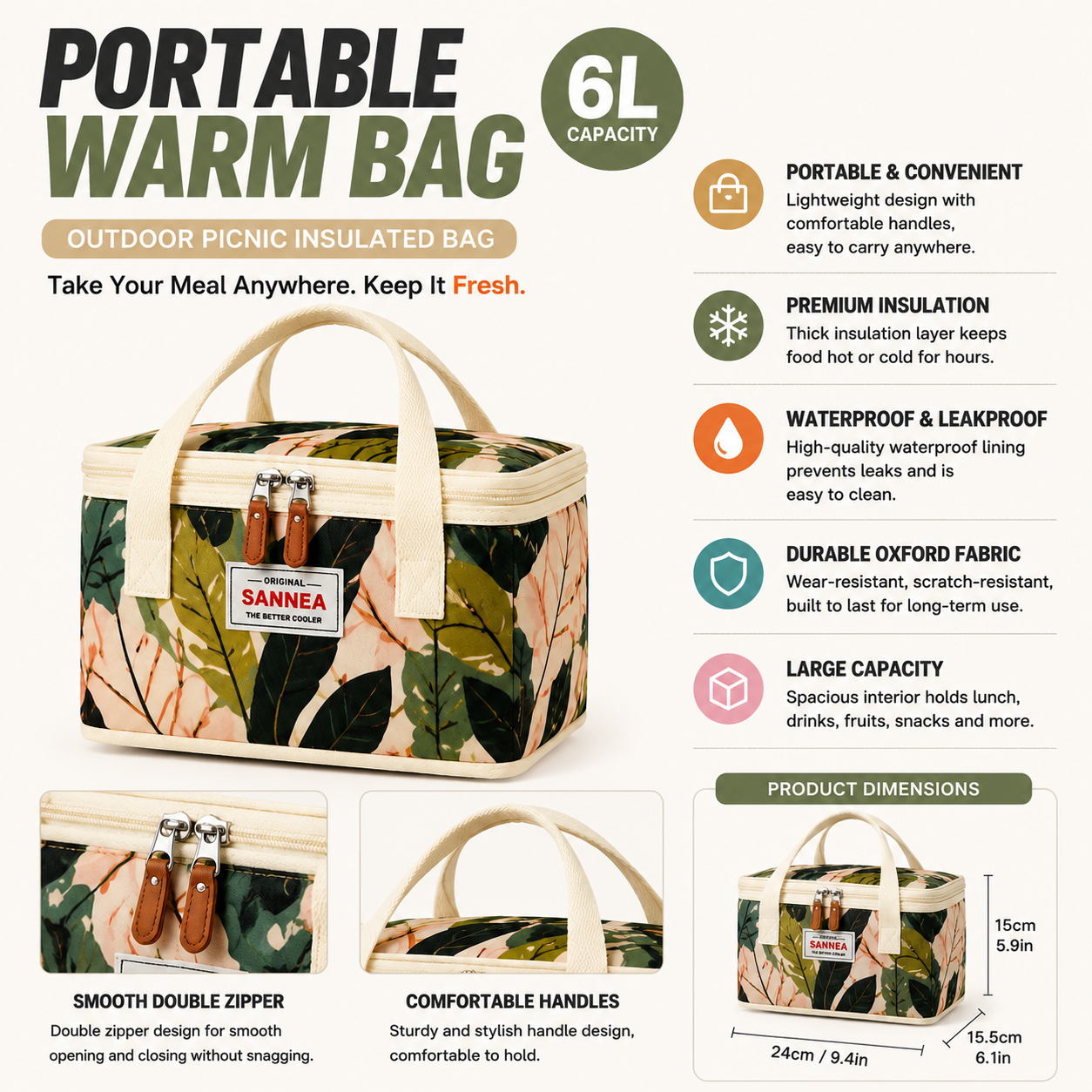 ArcticCarry™ 6L Portable Insulated Cooler Bag