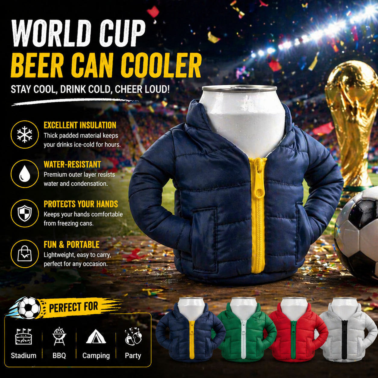 Mini Puffer Beer Cozy – World Cup Edition 🍺⚽