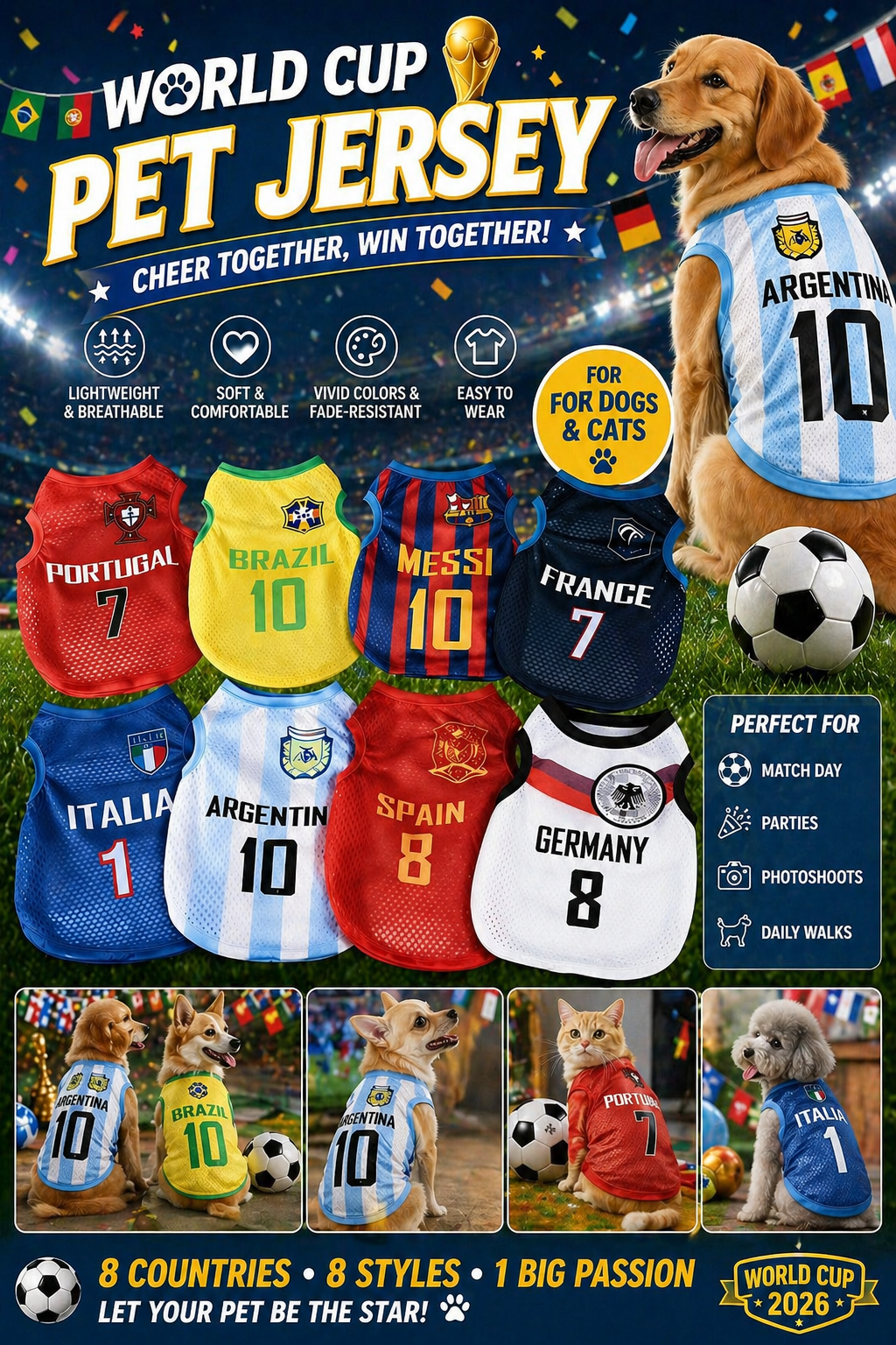 World Cup Style Pet Jersey 