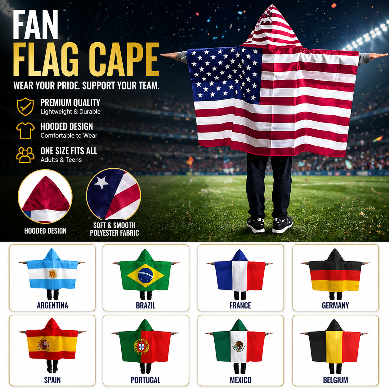 🇨🇦 Fan Flag Cape – Wear Your Team Proudly!