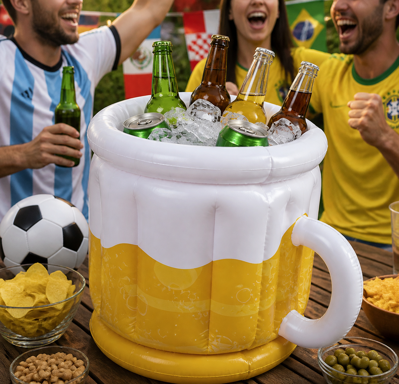 🍺 World Cup Beer Mug Ice Bucket – Inflatable Party Cooler