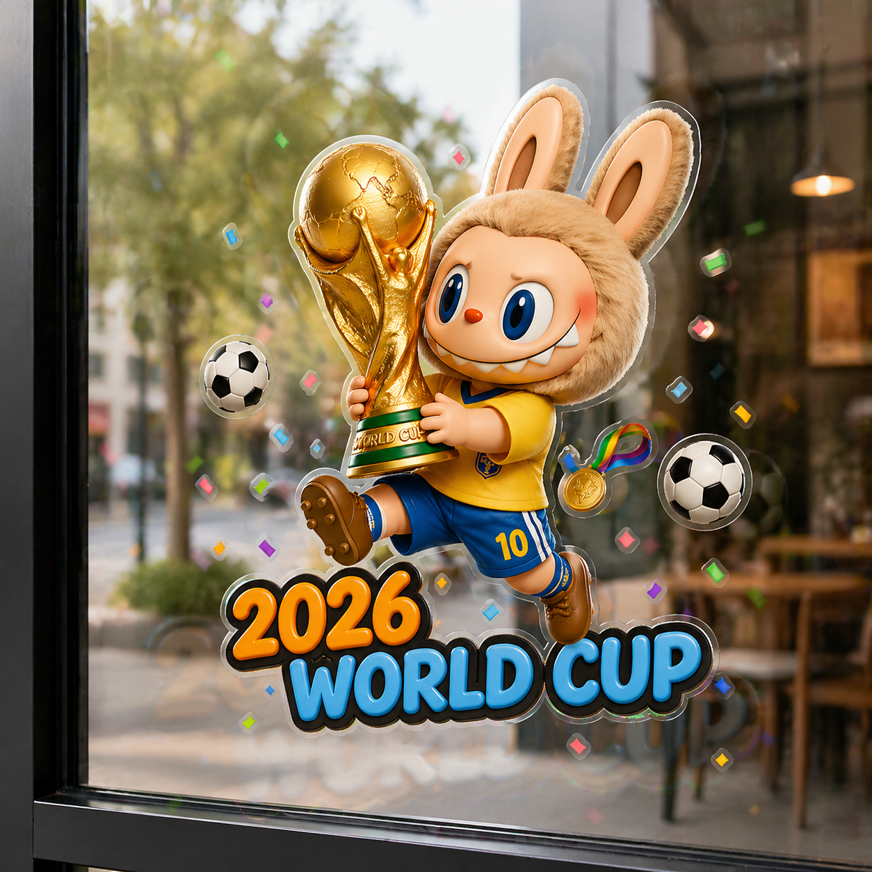 Labubu World Cup Static Cling Window Sticker (30cm x 40cm)